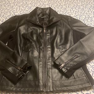 Women’s Kenneth Cole Black Faux Leather Jacket L (size 12)